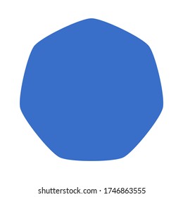 Heptagon de reuleaux azul aislado sobre fondo blanco, objeto plano e icono plano sobre fondo blanco, formas geométricas, formas 2D, polígono 2D, afiche y postal, ilustración
