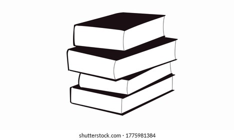 Vector Isolated Books Black and White Icon