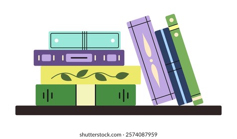 Vector isolated bookshelf in simple flat style