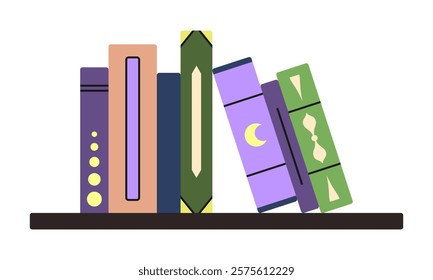 Vector isolated bookshelf in simple flat style