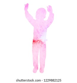 vector, isolated, boy child, watercolor silhouette