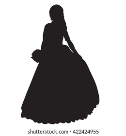 vector isolated bride silhouette , wedding
