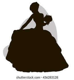 Vector Isolated Bride Silhouette , Wedding