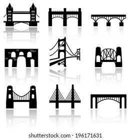 Vector isolated bridges icons set 