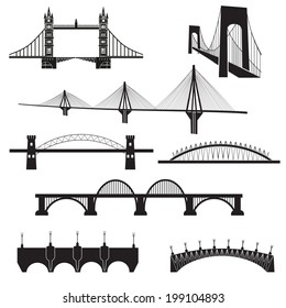 Vector isolated bridges icons set