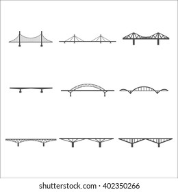 Vector isolated bridges icons set