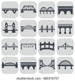 Vector isolated bridges icons set.