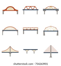Vector isolated bridges icons set