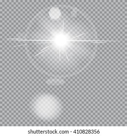 vector, isolated, Bright, transparent sunlight rays and glare. EPS 10