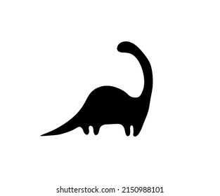 Vektor einzeln auf Brontosaurus-Dinosaurier mit langhaeufiger Seitenansicht Symbol Umriss schwarz gefärbter Silhouettenschatten