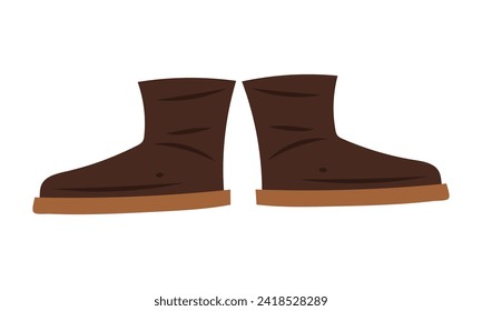 Vector isolated brown boots on white background.