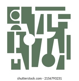 Vector isolated brutalism abstract geometric art in green and white colors