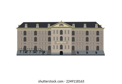 Vector isolated buildings and landmarks of Amsterdam city