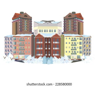 Vector isolated buildings on a white background