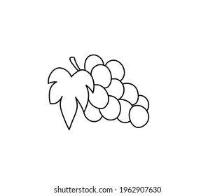 Vector isolated bunch of grapes line draw. Colorless contour grape brunch icon logotype doodle sketch.