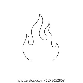 Vector isolated burning fire flames one single line colorless black and white contour line easy drawing