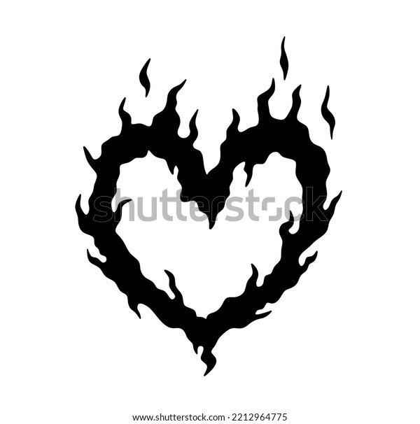 Vector Isolated Burning Heart Fire Flames Stock Vector (Royalty Free