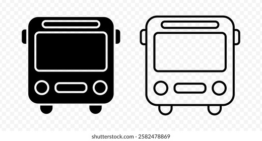 Vector isolated Bus icon set in black outline and fill