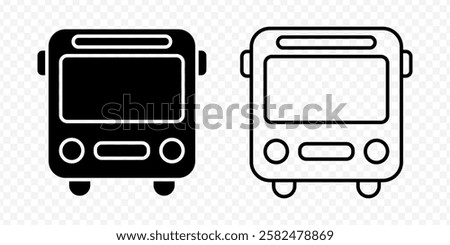 Vector isolated Bus icon set in black outline and fill