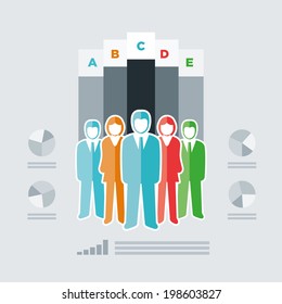 Vector isolated business people team infographic template. EPS10 file.