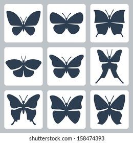 Vector isolated butterflies icons set