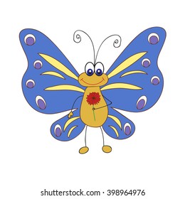 Vector Isolated Butterfly Character Butterfly Flower Stock Vector ...