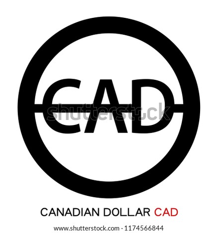 Vector isolated Canadian Dollar icon (Canadian Dollar sign) on white background. Flat black CAD symbol design, Canada currency (banking concept illustration)