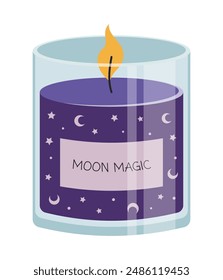 Vector isolated candle in glass jar. Clip art element