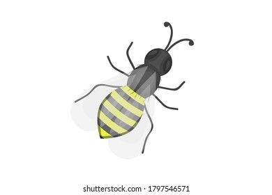 Vector isolated cartoon bee on white background.
