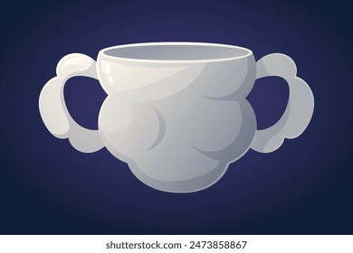 Vector isolated cartoon ceramic drink white grey mug or cup.