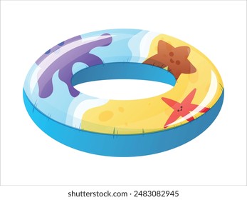 Vector isolated cartoon children's inflatable ring for swimming.