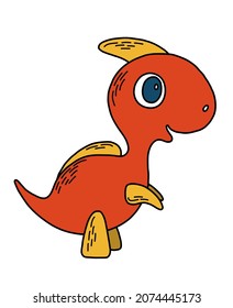 Vector isolated cartoon dinosaur. Children cute Dino. Nice character for print, poster, kids decor