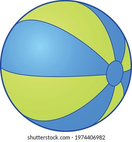 Vector isolated cartoon illstration of beach ball. Striped inflatable colorfull toy for summer recreation