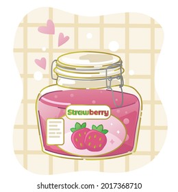 Vector isolated vector cartoon illustration with sweet, funny jam. The concept of dessert, sweets, yummy food, childhood. It can be used in web design, labels, banners, etc.