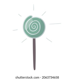 Vector isolated cartoon illustration of sweet caramel or spiral lollipop.