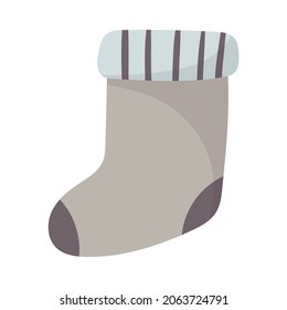 Vector isolated cartoon illustration of a warm winter felt boot or sock.