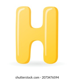 Vector isolated cartoon letter H of the English alphabet.