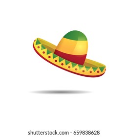 Vector isolated cartoon mexican sombrero hat for decoration. Concept of Happy Cinco De Mayo.