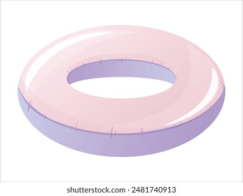 Vector isolated cartoon purple inflatable ring for swimming.