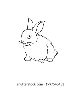 Vector isolated cartoon rabbit hare line drawing. Colorless contour line rabbit hare icon logotype symbol
