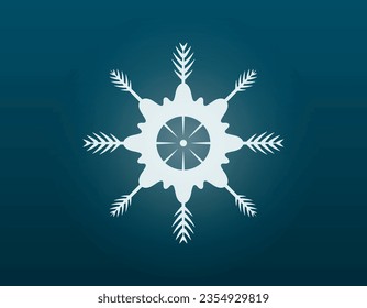 Vector aislado de dibujos animados invierno brillando filigree copo de nieve.