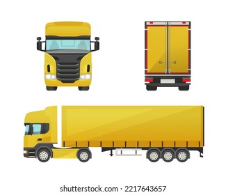 Vector isolated cartoon yellow  delivery truck