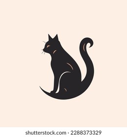 Vector isolated cat. Black Cat Silhouette. 