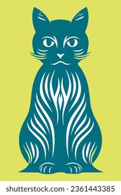 Vector isolated cat design silhouette, print, decorative sticker