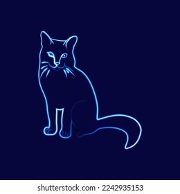 Ilustración del gato aislado del vector con efecto neón.