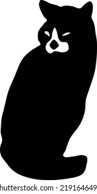 Silueta de gato aislada por vectores. Silueta negra de un gato.