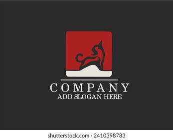 Vector isolated cat silhouette as brand logo.
