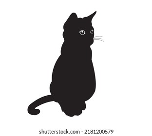 Silueta de gato aislado vectorial, logotipo, impresión, pegatina decorativa