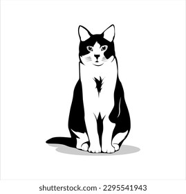 Vector isolated cat silhouette, logo, print, decorative sticker, inspiration
