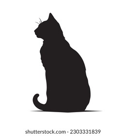 Vector isolated cat silhouette, logo, print, decorative sticker